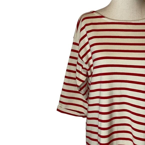 Topshop Red And White Striped Cotton Short Sleeve Shift Mini Dress Size‎ 6 - Picture 3 of 10